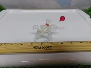 Vtg Hand Blown Spun Glass bear on horse with balloon small - Picture 1 of 3