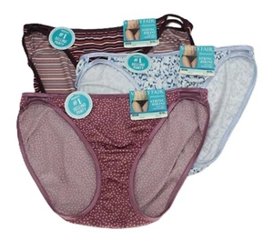 NWT set/3 VANITY FAIR ILLUMINATION STRING BIKINI 18108 BLUE MAUVE DOTS STRIPES 8 - Picture 1 of 5