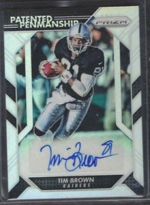 TIM BROWN 2016 PANINI PRIZM SILVER PRIZM PATENTED PENMANSHIP AUTO #D 22/25