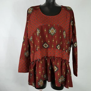 NWT JODIFL Oversized Tunic Top Womens Vintage L/S Hobo Bohemian Shirt Size M NEW - Picture 1 of 8
