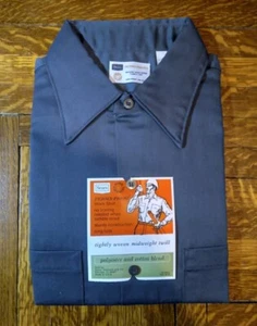 NOS Vintage 1970s Sears Perma Prest Luster Twill Work Shirt Grey Size Large NEW - Picture 1 of 6