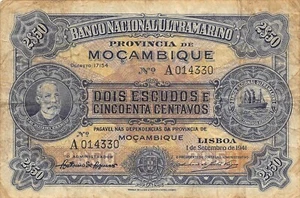 Mozambique 2$50 Escudos 1.9.1941 P 82 Series A Circulated Banknote GKF - Picture 1 of 2