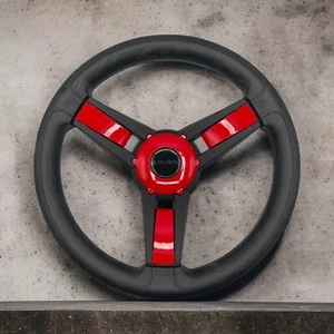 Giazza Golf Cart Steering E-Z-GO HUB Soft Touch Rim ABS Spokes - Red Inserts - Picture 1 of 23