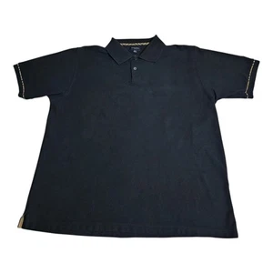 Burberry Golf Polo Black Nova Check Trim Mens Size XL Vintage Luxury - Picture 1 of 9
