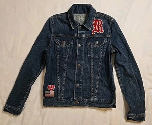 Vintage 90s Polo RL Kids Denim Jean Jacket Patch Stitched Youth Sz 14 34W×18L - Picture 1 of 10
