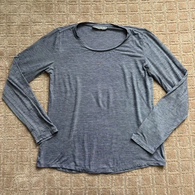 Camiseta Icebreaker Cool Lite Manga Larga Para Mujer S Gris Azul Marino Rayas Lana Caminata  Foto 1 de 4