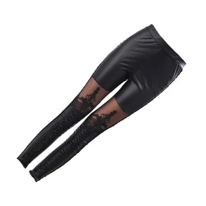 Imitation Lace Splicing Leggings Women High-waisted Pants Thin Tights - Picture 1 of 8