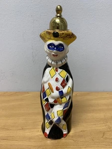 Italienische handbemalte Harlekin Clown Keramik Figur goldfarben Top Made in Italy - Bild 1 von 17