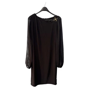 Ivanka Trump Black Sheer Sleeve Dress Gold Detail Cocktail Party - Picture 1 of 4