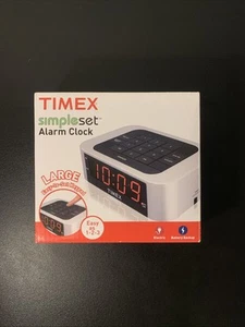 Rare Timex T123S Simple Set Alarm Clock with LED Display Silver New - Picture 1 of 11