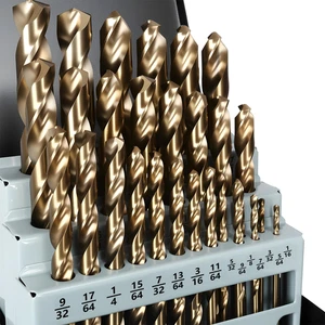 Set di punte per trapano al cobalto, 29 pezzi M35 Set di punte per trapano in metallo per acciaio 1/16"-1/2"  - Foto 1 di 8