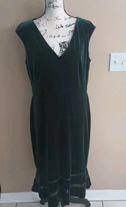 Vestido Lauren Ralph Lauren Talla 14 Terciopelo Verde Vacaciones Cóctel - Imagen 1 de 15