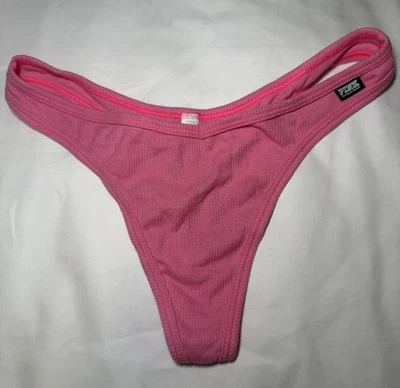 True Vintage Victoria's Secret PINK Rib Thong Panty Sz M  **CUTE** - Image 1 of 4