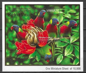 Vanuatu 1999 Wildlife Fauna Birds Vögel Oiseaux Lorikeet compl Limited SS MNH - Picture 1 of 1