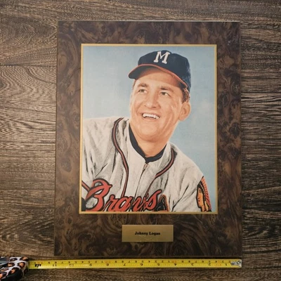 Foto profesional enmarcada de béisbol MLB de colección de Johnny Logan Milwaukee Braves Foto 1 de 3