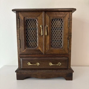 Vintage Royal Sealy Japan Wooden Jewelry Box With Music Box Gold Lined Drawers - Picture 1 of 19