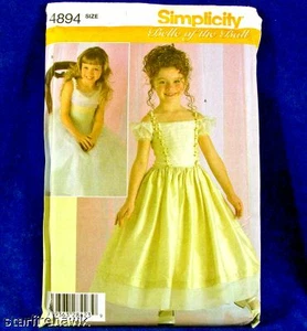 Simplicity 4894 abito formale bambina abito lungo motivo cucito 3-6 vintage non tagliato - Foto 1 di 1