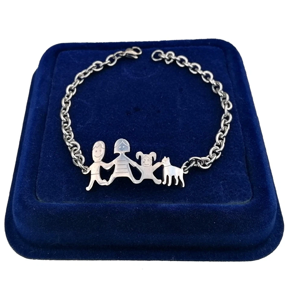 Bracciale Braccialetto Famiglia Acciaio Mamma Papà Figlia Femmina Cane M12 - Immagine 1 di 3