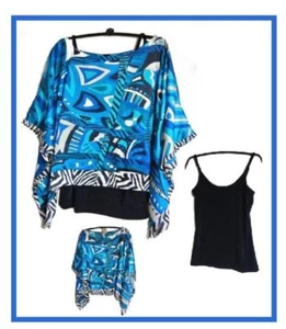 JUEGO DE TINTA CHICO'S VIVID CACHEMIRA AMANDA TOP CON CAMIONETA 2 PIEZAS TALLA 0=4/6 NUEVO CON ETIQUETAS $89 - Imagen 1 de 6
