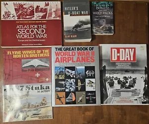 World War II book lot, Big heavy books, U boats, Airplanes, Atlas 7 books - Imagen 1 de 24