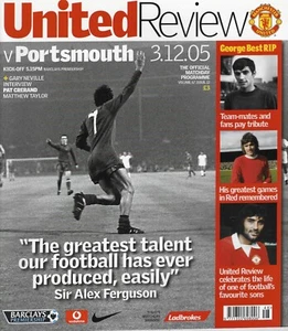 MANCHESTER UNITED V PORTSMOUTH ~ 3 DE DICIEMBRE DE 2005 ~ EDICIÓN GEORGE BEST TRIBUTE - Imagen 1 de 1