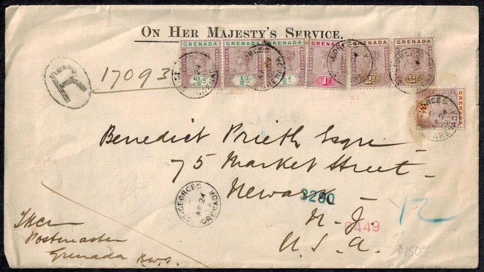 Capa registrada Granada 1902 OHMS com SG 48-53 1/2d-3d CV L60x4 = L240 - Imagem 1 de 4