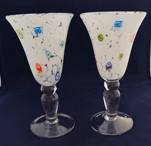 Amici Marbled Millefiori Wine Water Goblets Set of 2 (D15) - Picture 1 of 6