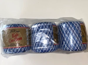 3 pk J&P Coats Knit-Cro-Sheen Mercerized Cotton Thread 023 Shaded Blues 150 Yds - Picture 1 of 4