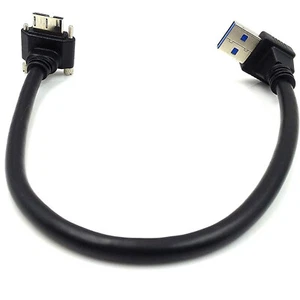 USB 3.0 A Male Down Angle to Micro 3.0 Male UP Adapter Cable with Screw Locking - Picture 1 of 7
