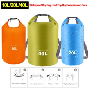 40L Waterproof Dry Bag Floating Roll Top Portable Dry Sack for Kayaking, Hiking - Picture 1 of 17