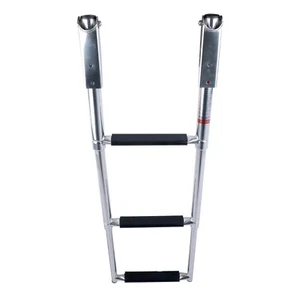 Telescoping 3 Steps Boat Ladder Folding Swim Inboard Marine Stainless Steel - Picture 1 of 8