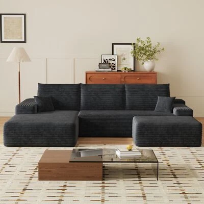 107" U Shape Left Facing Chaise Sectional Cloud Couch with Ottoman Boneless Sofa - Image 1 of 4