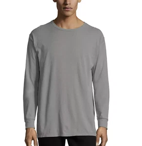 Hanes ComfortWash Garment-Dyed Tee Men's L Concrete Gray GDH200 Long Sleeve Crew - Picture 1 of 5