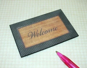 Miniatur schwarz und hellbraun "WELCOME" Fußmatte #4: Puppenhaus Miniaturen 1:12 - Bild 1 von 1