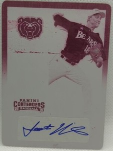 JON HARRIS 2015 Panini Contenders RC AUTO PRINTING PLATE SP 1/1 Blue Jays MSU of