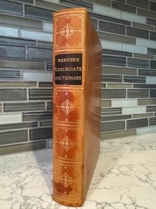 Beautiful 1959 WEBSTER'S NEW COLLEGIATE DICTIONARY Leather + Tabs - Rare NICE! - Picture 1 of 9