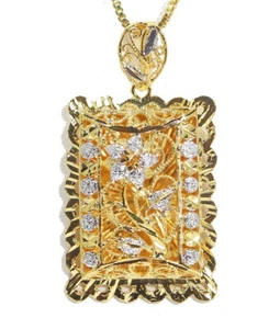 Beauty! Detail White Flower Pendant 18" Chain 22K 24K Gold GP Thai Necklace GT15 - Imagen 1 de 6