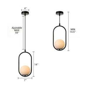 Nordic Style Globe Milk Glass Pendant Light Modern Bedside Ceiling Light Fixture - Picture 1 of 18
