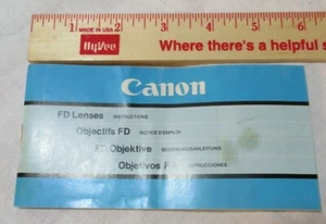 Lentes Canon FD instrucciones libro manual de instrucciones del propietario de colección - Imagen 1 de 2