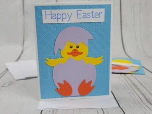 Happy Easter Greeting Card Kit #20 [Lot of 4, Handmade, Pastel Chick in Egg] - Picture 1 of 6