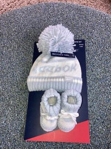 Reebok, baby blue, white/blue stripe, hat & bootie set, aged 0-6 months - Picture 1 of 11