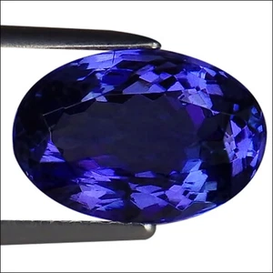 3.51 Ct IGI Certified AA Natural D Block Tanzanite Bluish Violet Oval Cut - Picture 1 of 2