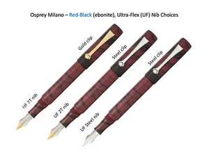 Osprey Milano - rot schwarz Ebonit Füllfederhalter mit ULTRA-FLEX Neu im Karton EEF/EF/F/M/B - Bild 1 von 5