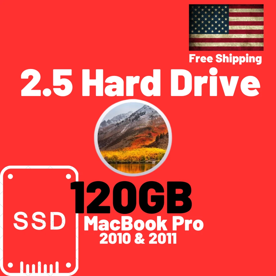 MacBook Pro 120GB Hard Drive SSD High Sierra 2010 2011 A1278 A1286 A1297 - Image 1 of 3