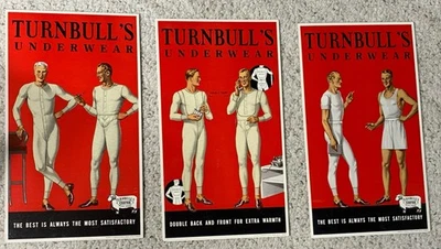 RARE Lot Of 3 Turnbull’s Mens Underwear Cardboard Signs Easel Back C 1940 Clothi - Image 1 of 4