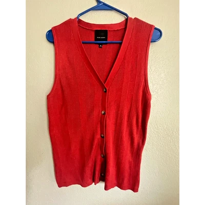Alex Marie Knit Jessica Button Front V-Neck Sleeveless Cardigan Red/Orange XL - Image 1 of 4