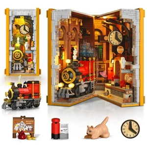 Magic Train Station Buchecke Bauset mit Licht, 1300 Teile Booknook Buil... - Bild 1 von 9