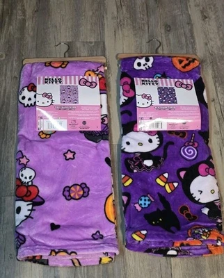 2- Hello Kitty Halloween Toddler Preschool Soft Plush Throw Blanket 50"x40" - Image 1 of 2