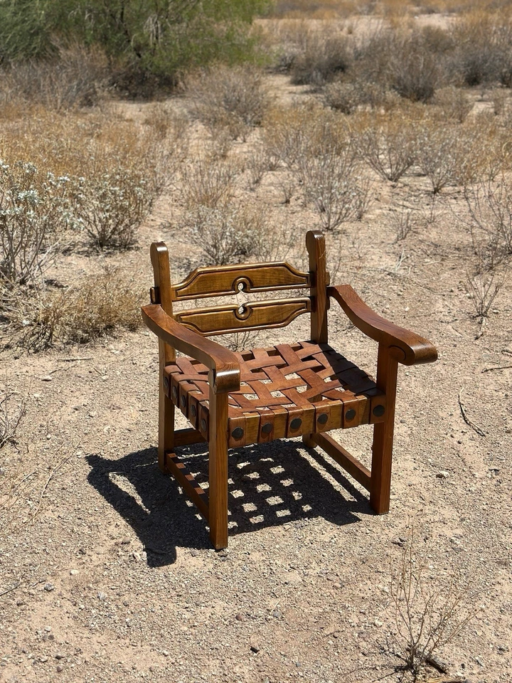 复古 Artes de Mexico Internacionales SA William Spratling 风格皮革扶手椅 — 第 1/4 张图片