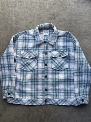 NWT Boston Traders Men's Quilted Button Flannel Jacket Dark Denim (Blue, Large) - Image 1 of 4